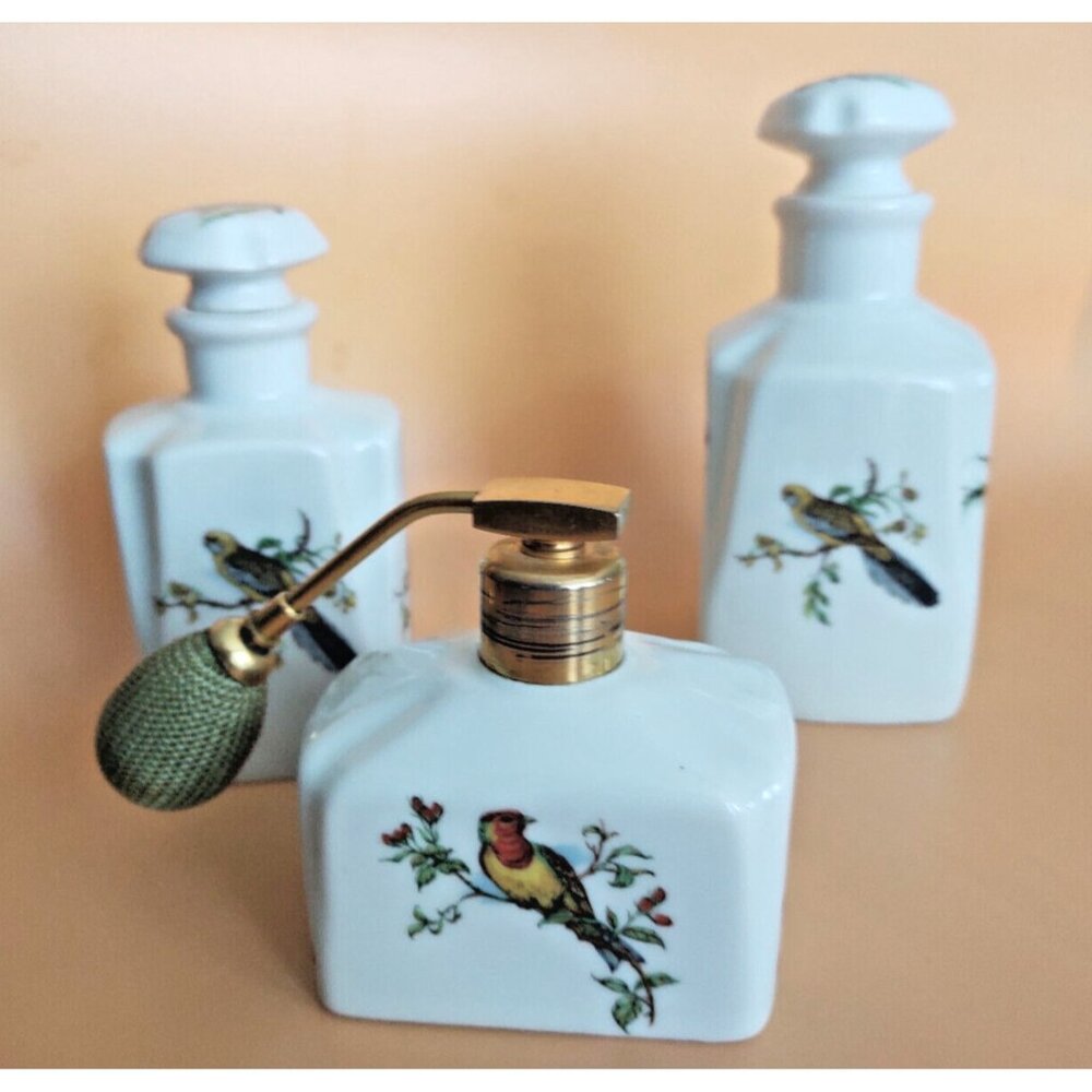 Vintage Limoges France Porcelain Vanity Set 3 piece RARE 1954-1974